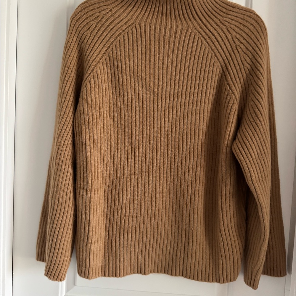Storets Tan Cowl Neck Sweater with Ribbed Texture